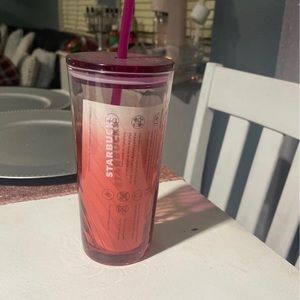Starbucks pink and orange glass tumbler
